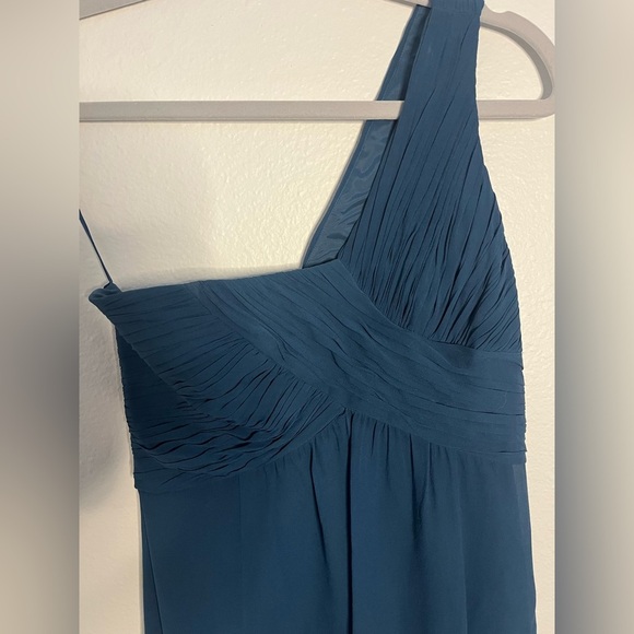 Ann Taylor Women’s Blue Asymmetrical One-Shoulder Dress - Picture 2 of 6